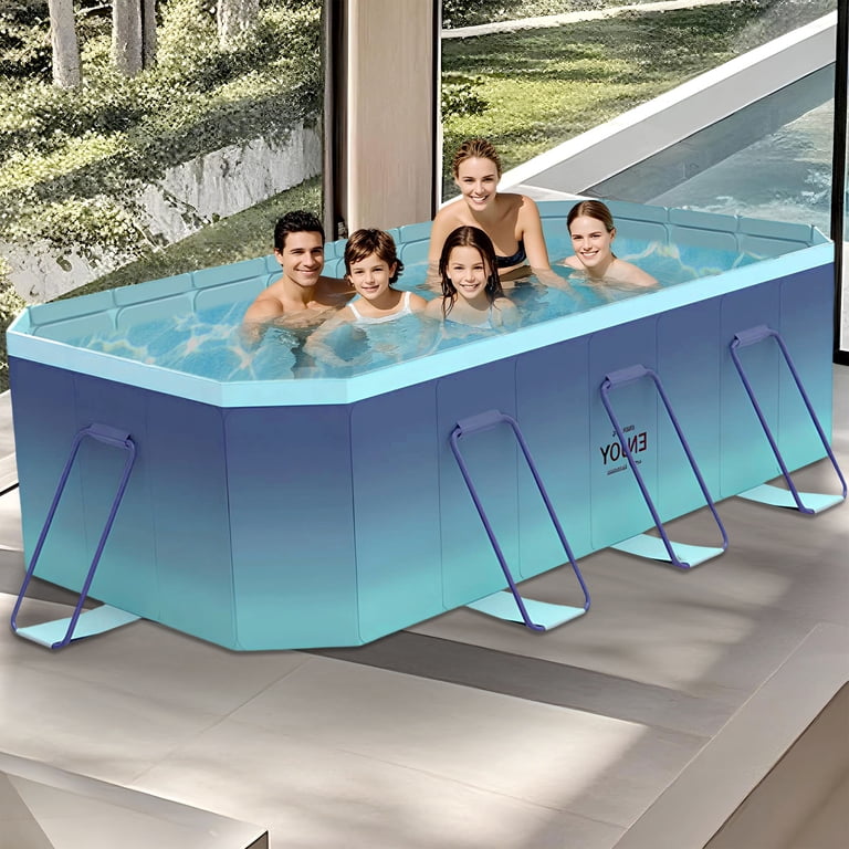 ANJORALA 116in Swimming-Pool Foldable Non-Inflatable Above Ground