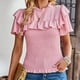 thumbnail image 4 of Elegante blusa informal de manga corta con cuello redondo para primavera y verano para mujer OAVQHLG3B Store lin121212, 4 of 5