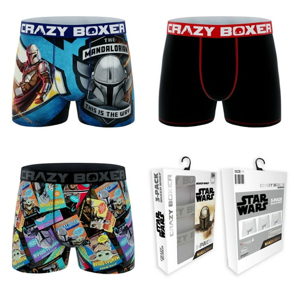 CRAZYBOXER Men's Underwear The Mandalorian Vhs Non-slip waistband Soft Boxer Brief Distortion-free (Pack 3)