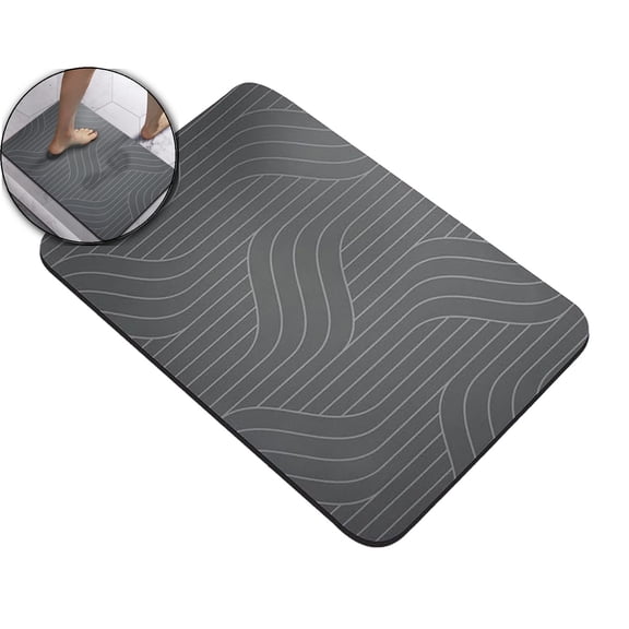 WNFJR Diatomite Stone Bath Mat 15.7"x11.8" Quick Dry Bathroom Mat Non-Slip Bathroom Diatomaceous Earth Bathroom Floor Mat Carpet(Gray)