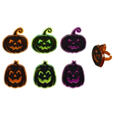 Pumpkin Silhouette - Orange, Lime Green, and Purple Pumpkin Silhouettes Cupcake Rings - 24 Count - National Cake Supply