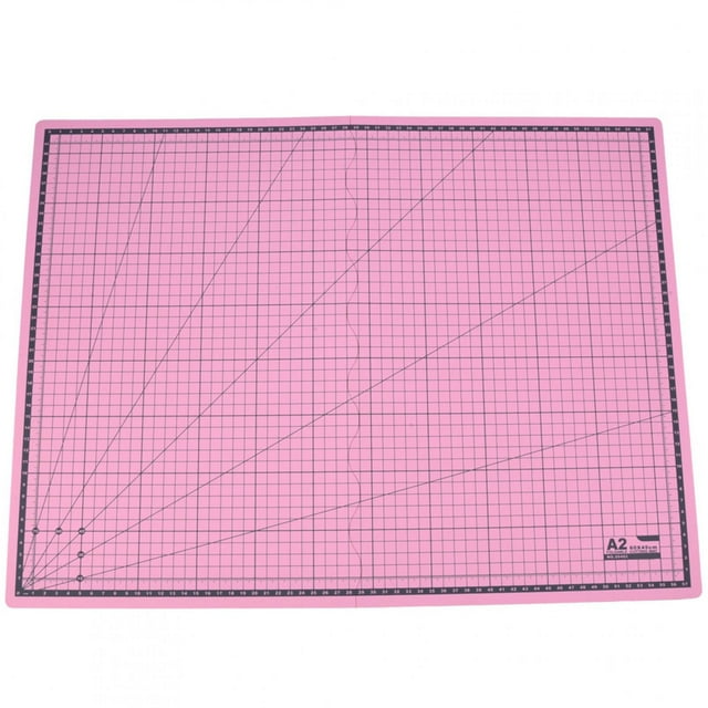 Estera de corte portátil plegable A2, autocurativa, línea de cuadrícula, papel, tela de cuero, artesanía, almohadilla de tallado, color rosa
