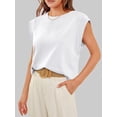 thumbnail image 2 of SHIBEVER Cap Sleeve Tops for Women Summer Top Basic Tee Shirts Casual Loose Fit Fashion White Tops for Womens Clothes Dressy Casual Solid Color, 2 of 6