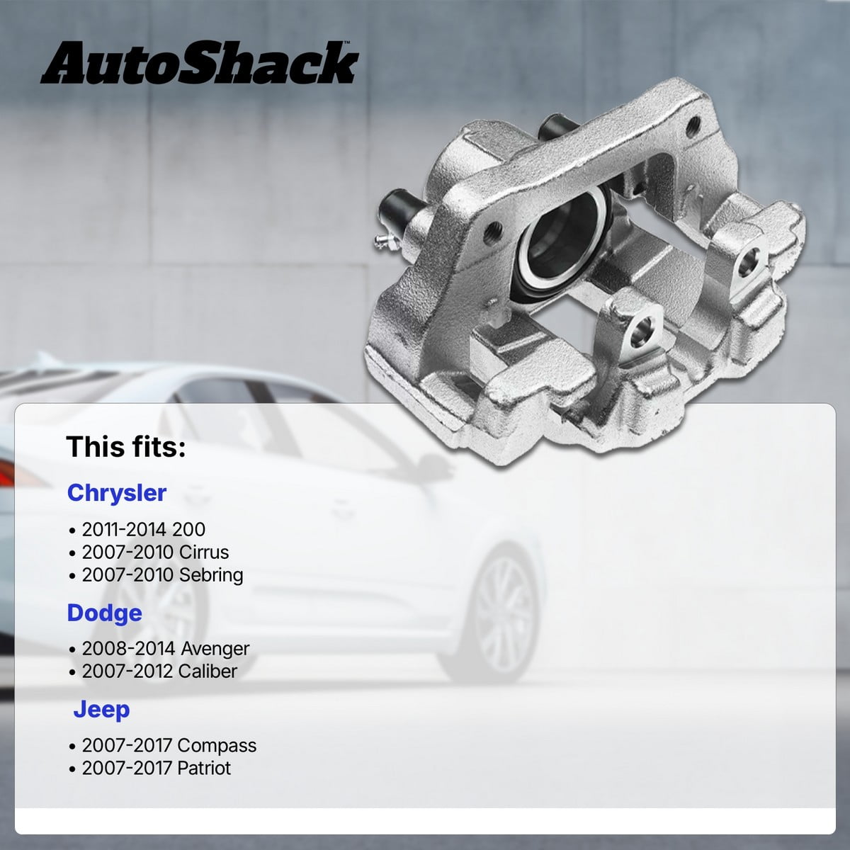 AutoShack Front Brake Calipers for Jeep, Dodge & Chrysler, Patriot 2007-2017 Compass 2007-2017 Avenger 2008-2014 200 2011-2014, FWD AWD 4WD L4 2.0L 2.4L V6 2.7L 3.5L 3.6L, Left and Right, Pair