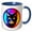 Blue/White, variant on 3drose, Stunning Black Cat Face Inside the Shining Round Circle Trendy Gift, 11oz Mug