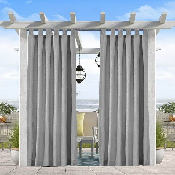 Pro Space 2 Panels Outdoor Curtains Tab Top (4"Long) Window Curtain for Pergola/Patio/Balcony - 50" W x 120" L - ( Gray)