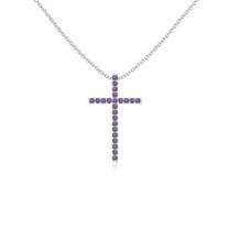 Natural Amethyst Cross Shape Pendant Necklaces for Women in Sterling Silver, February Birthstone Jewelry Gifts for Her Birthday, Wedding Anniversary, Graduation, Christmas, Mothers Day, Valentines