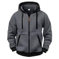 thumbnail image 4 of hoksml Men's Full Zip Hooded Sweatshirt, Contrast Trim Drawstring Hoodie Jacket with Kangaroo Pocket and Ribbed Cuffs, Casual Long Sleeve Outerwear, 4 of 8