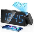 thumbnail image 1 of Projection Alarm Clock with 7" LED Display, Adjustable Dimmer, 5 Volume Levels, 9-Minute Snooze, Dual Alarm Functionality, USB Charging Port, 1 of 10