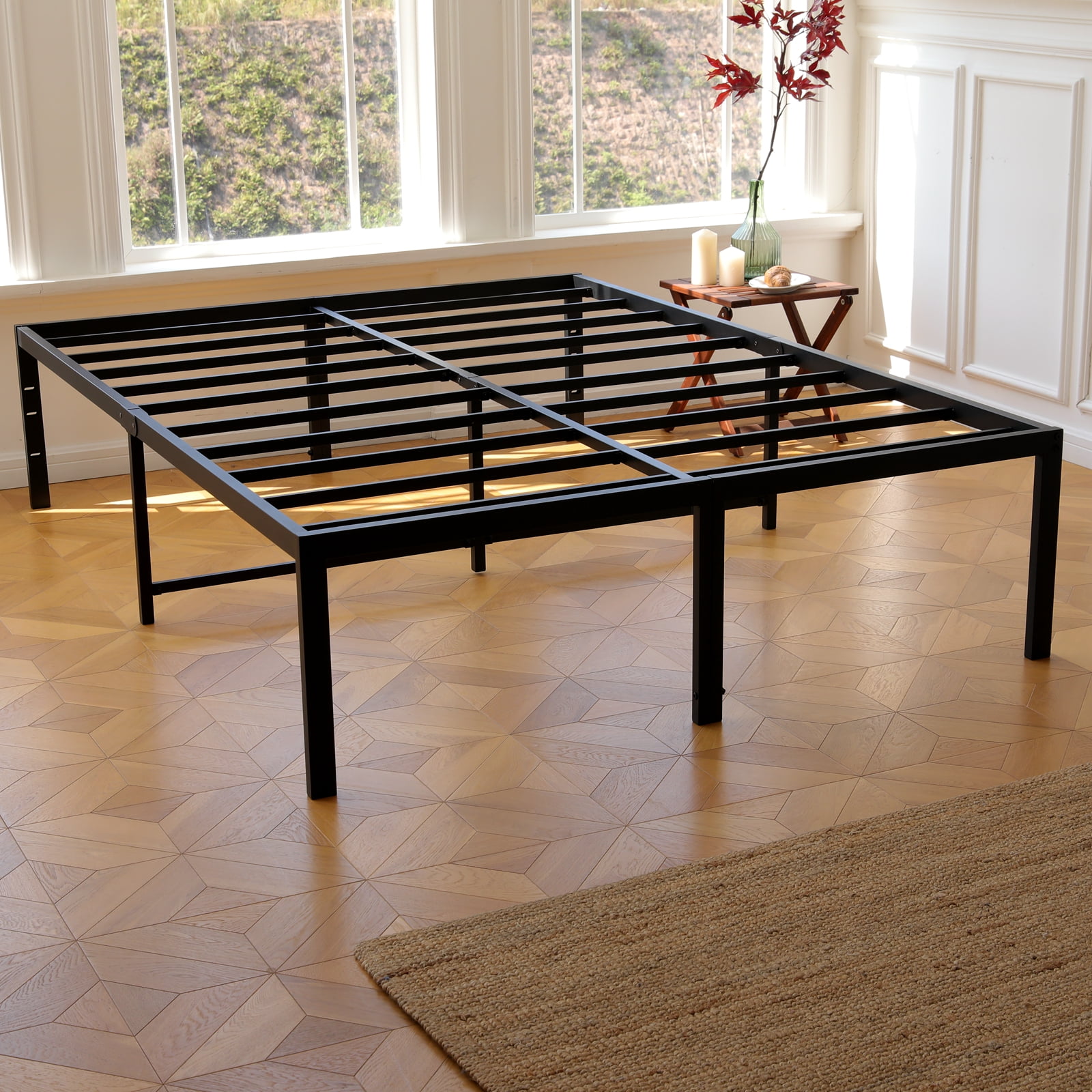 Lusimo 18" Heavy Duty King Metal Bed Frame No Box Spring Needed and NoiseFree King Size