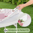 thumbnail image 5 of Pioneer Flower Floral Print Pattern Round Fitted Tablecloth with Elastic Edge,Dining Table Cover Waterproof,Outdoor Round Tablecloth for Camping,Dining,Indoor and Outdoor, 5 of 7