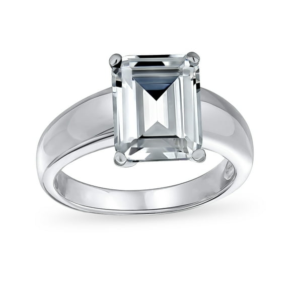 Bling Jewelry Womens Art Deco Style Cubic Zirconia 3CT Emerald Cut Engagement Ring Sterling Silver