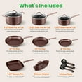 thumbnail image 2 of NutriChef Sets of Pots and Pans 14 Piece, Nonstick, Induction Safe, Kitchen Cooking Set, Stain Resistant & Easy-to-Clean, Durable - Brown, 2 of 7