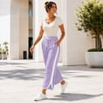 thumbnail image 6 of Carlikeit Women's Wide Leg Track Pants 2026 Lightweight Baggy Y2K Pants with Contrast Stripes Drawstring Elastic Waist Casual Parachute Trousers, 6 of 7