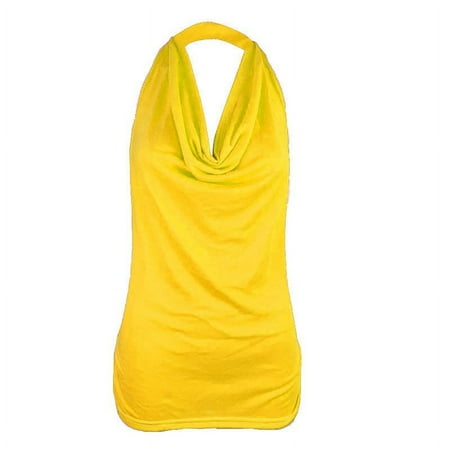 SNKSDGM Female Womens Tank Tops Loose fit with Built in Bra Plus Size Spaghetti Strap Tank Top Women Sexy Drape Cowl Neck Tank Blouse Backless Sleeveless Vest Tops Xl