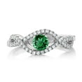 thumbnail image 2 of Gem Stone King 0.94 Ct Round Green Nano Emerald 925 Sterling Silver Infinity Ring (Size 5), 2 of 3