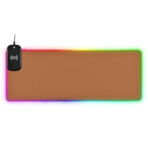 Wireless Charging Mouse Pad Large RGB Gaming Desk Mat 13 Light Modes Mousepad 31.5x11.8 Brown