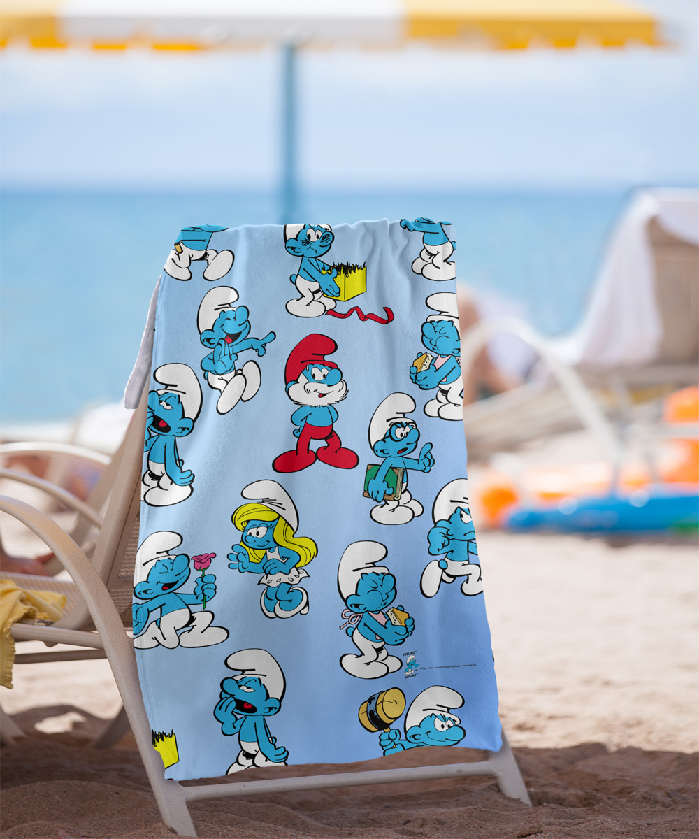 The Smurfs Beach Towel, 30'x60' Smurfs All Over Beach Towel