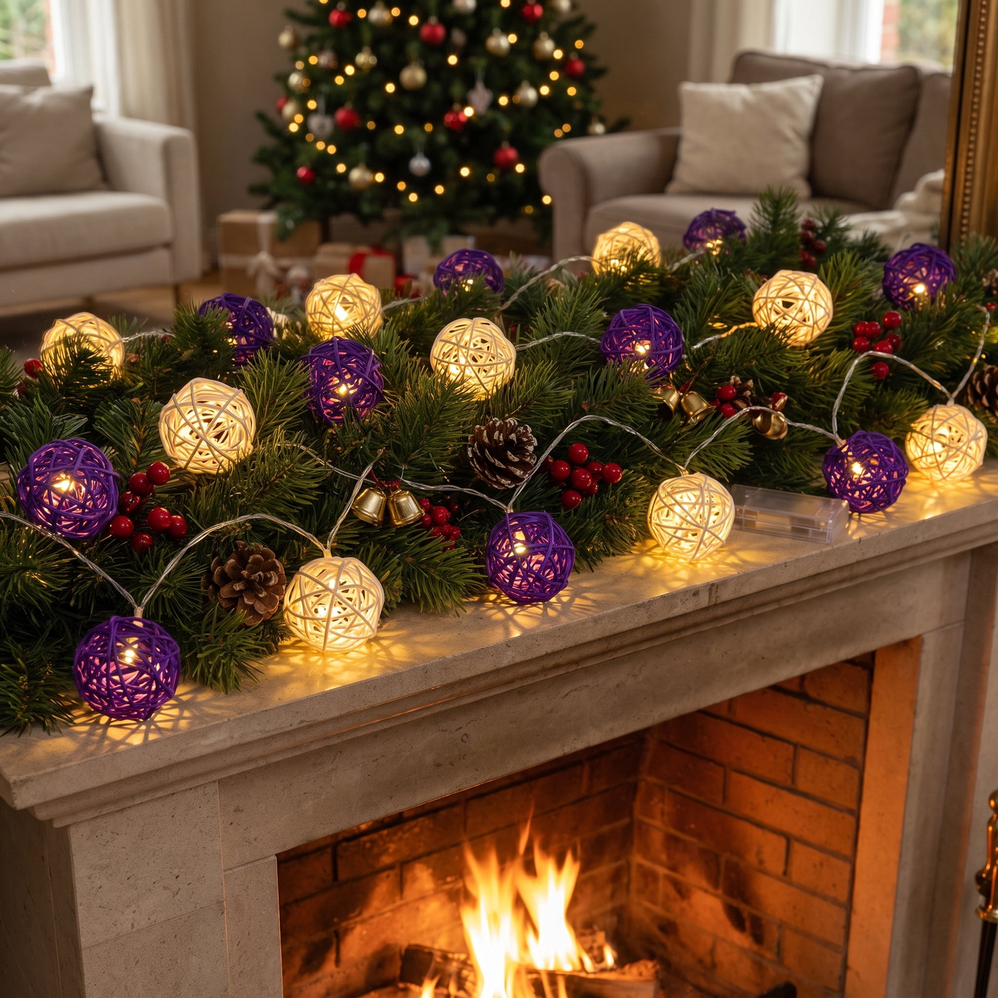 Unique Bargains Lights for Home Use with Flexible Design 6.6 ft Purple Battery Operated