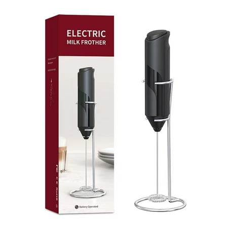 

Electric Milk Foamer Coffee Maker Hand Mixer Cappuccino Foam Blender Egg Beater with Stand Kitchen Milk Coffee Stirring Tools (Black with stand)