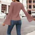 thumbnail image 4 of Daiosportswear Chemises à Manches Longues Côtelées pour Femmes, Hauts Ajustés à Col Rond en Coton, Tricot Extensible, Couche de Base Décontractée, T-Shirts Basiques Marron m(m), 4 of 5