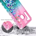 thumbnail image 4 of Nagebee Case for Samsung Galaxy A21 with Screen Protector (Tempered Glass), Glitter Flowing Liquid Floating Sparkling Bling Diamond, Durable Girls Cute Phone Case (Pink/Aqua), 4 of 6