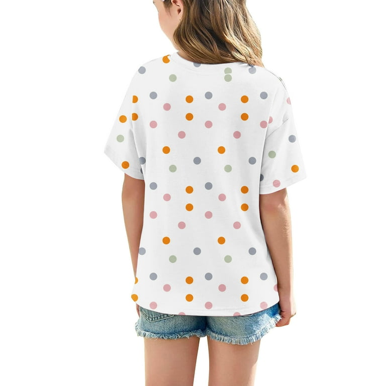 T-shirt Fille NEXT Coton Polka Dot Bleu Manches Courtes Taille 10 Ans
