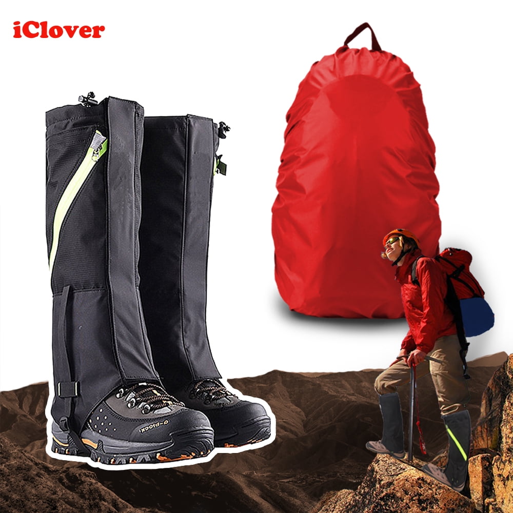 Waterproof Snowproof Walking Gaiters Snow Legging Leg Cover Unisex Black Outdoor Durable Wraps + Rain Cover 30L-40L... by iClover