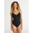 thumbnail image 2 of Time and Tru Women’s and Women’s Plus Tie Front One Piece Swimsuit, Sizes XS-2X, 2 of 6
