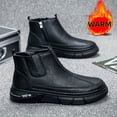 thumbnail image 4 of Men'S Fleece-Lined Warm Work Boots, Winter Trendy Chelsea Ankle Boots with Side Zipper, Outdoor Sports Cold-Resistant Fleece-Lined Shoes, Stylish Versatile Work Boots, 4 of 8