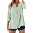 thumbnail image 3 of TaTaai Women's V Neck Flannel Top, 3/4 Sleeve Button Up Blouse, Loose Fit Plaid Casual Shirt for All Seasons Gift, 3 of 6
