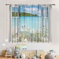 thumbnail image 3 of Ocean Beach Curtains, Coastal Nautical Trpical Wildfloral Ocean Landscape Sea Scenery Summer Drapery Treatments for Bedroom Living Room Bathroom Windows 2 Panels, 42"x54" Inch, 3 of 5