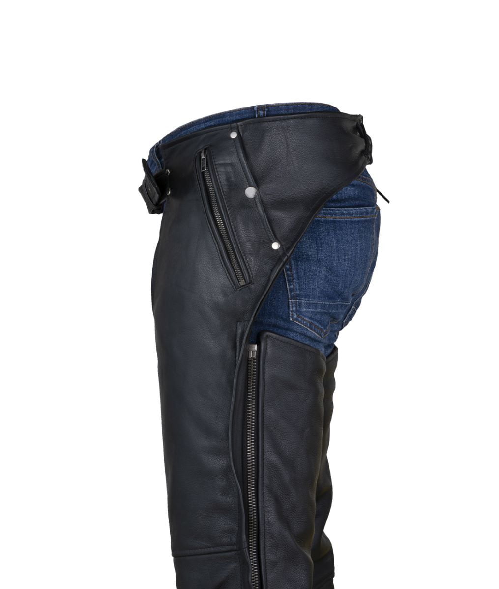 Free Shipping! Dream Apparel Black Motorcycle Leather Chaps for Men Women  Riding Cowboy Biker Pants with removable lining - Walmart.com