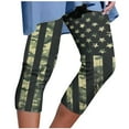 thumbnail image 2 of BRGZLK Womens Athletic Cropped Pants Vintage Independence Day Printed Casual Elastic Waist Beach Capri Pants Army Green XXXXL, 2 of 5