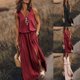 thumbnail image 4 of Vestido vintage para mujer, largo, sin mangas, informal, con cremallera en la cintura, ajustado, maxivestido de boda, elegante, informal, con abertura en la horquilla, vestido largo, 4 of 4