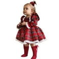 thumbnail image 4 of Ketyyh-chn99 Girls Fall Outfits Christmas Baby Toddler Kids Girls 2023 Festival Party Long Sleeve Plaid Dresses Clothes Red,3-4 Years, 4 of 5
