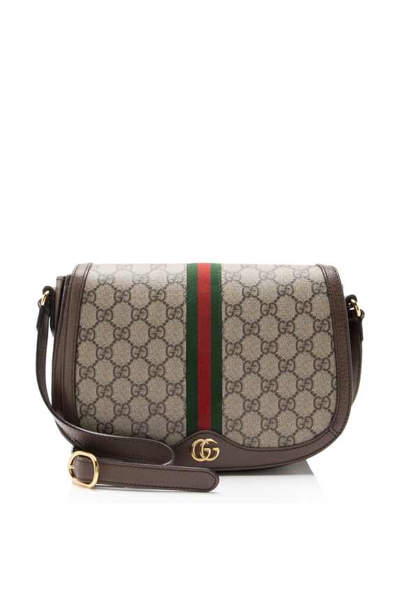 Pre-Owned Gucci GG Supreme Ophidia Flap Messenger Bag