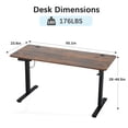thumbnail image 6 of YRLLENSDAN 55 inch Adjustable Height Standing Desk Computer Desk with Large Space and Headphone Holder Office Desk with Electric Lifting and Memory Function, Brown, 6 of 8