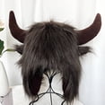 thumbnail image 3 of CSChome Thermal Hat Winter Funny Hat - Fake Cow Horn Decor Thick Warm Faux Fur Ear Protection, 3 of 7