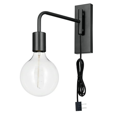 

Novogratz x Globe Electric Sydney 1-Light Matte Black Plug-In Wall Sconce with Black Cloth Cord 51370