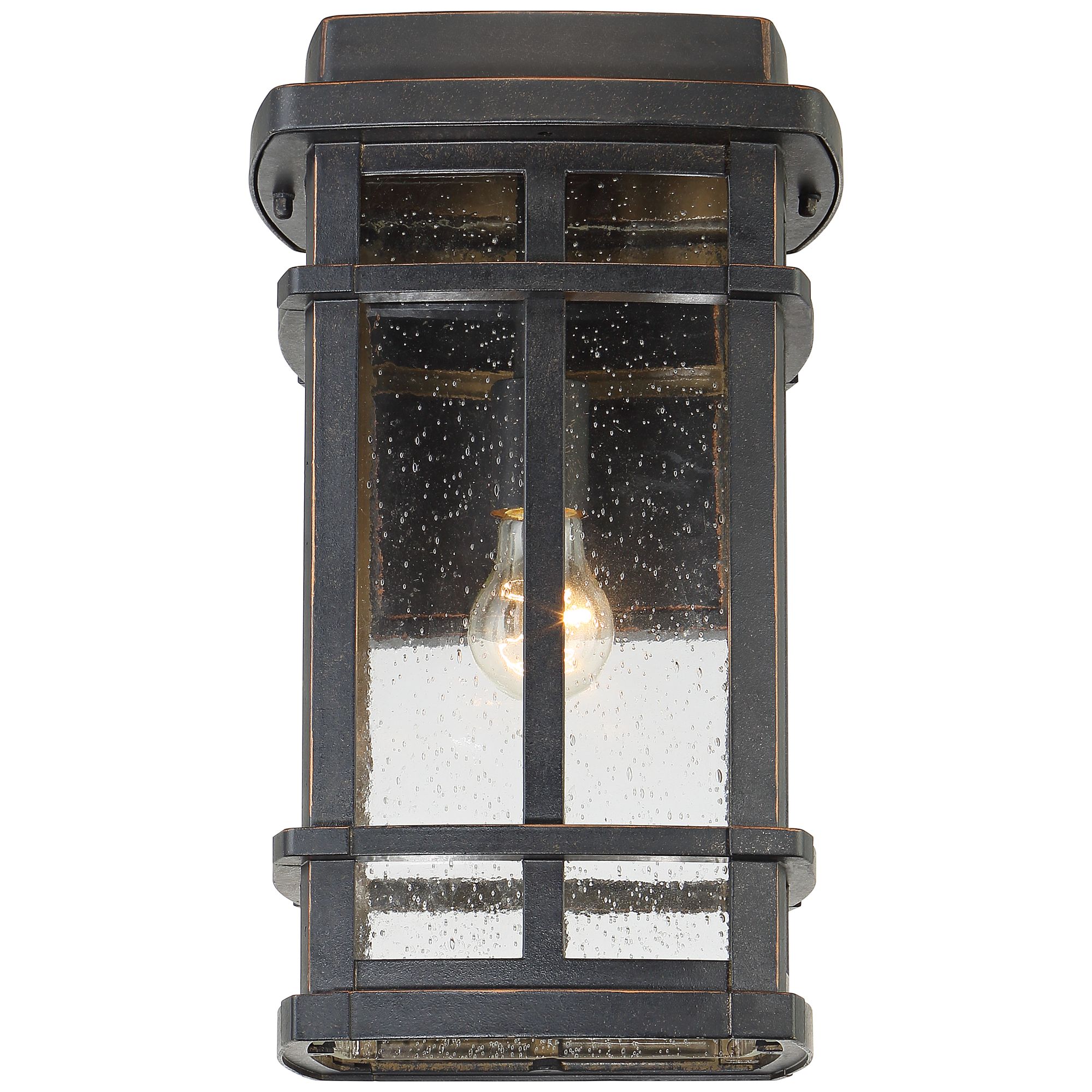 John Timberland Neri Mission Outdoor Wall Light Fixture Oil Rubbed Bronze 16" Clear Seedy Glass for Post Exterior Barn Deck House Porch Yard Patio