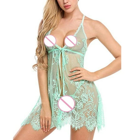 

Leesechin Lingerie for Women Clearance Teddy Nightwear Babydoll Sleepwear Underwear Sexy Babydoll Lace Bow Nightwear