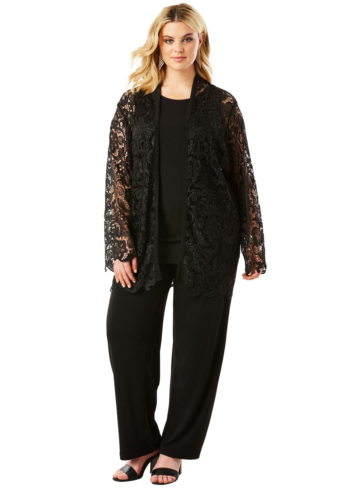 Piece Pant Set With Lace Jacket Pant 