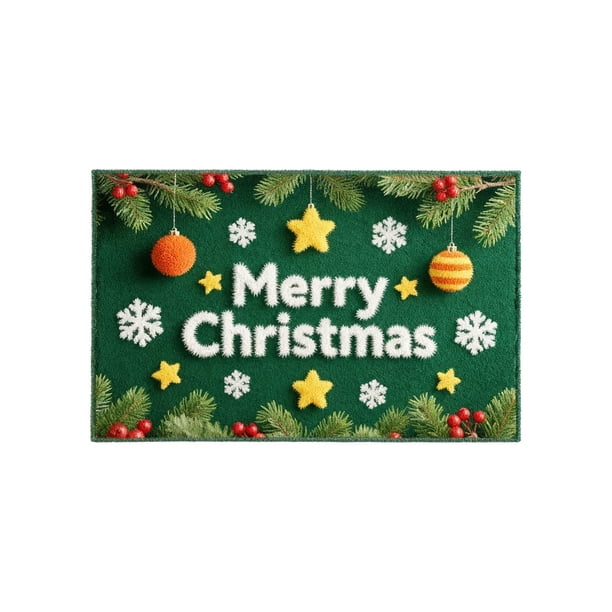 Yhmxh Alfombrillas de baño para baño Alfombra de baño Felpudo navideño de terciopelo de cristal para el hogar, cocina, baño, impermeable, decoración del hogar Decoración del baño