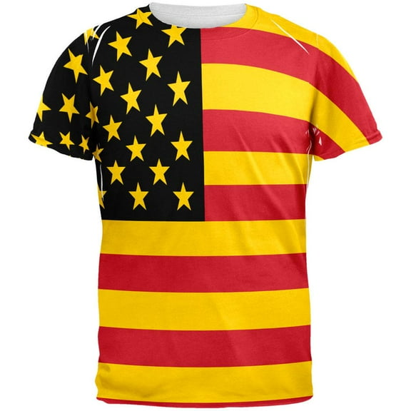 German American Flag All Over Adult T-Shirt - Large