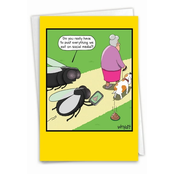 NobleWorks Funny Birthday Greeting Card with 5 x 7 Inch Envelope (1 Card) Bday Fly Post C2451BDG
