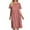 Pink, variant on WIZUTIZ Casual Summer Dresses for Women Casual Plus Size with Pockets Smocked Solid Shift Dress Short Sleeve Crew Neck Vacation Dress for Ladies Midi Dress Stretchy Dress Blue