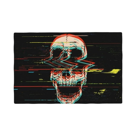 

Table Placemats Set of 6 - Glitch Screaming Skull 12x18 In Faux Linen Double Heat Resistant Place Mats Cloth Indoor/Outdoor Placemats Washable Table Mats for Dining Kitchen Party