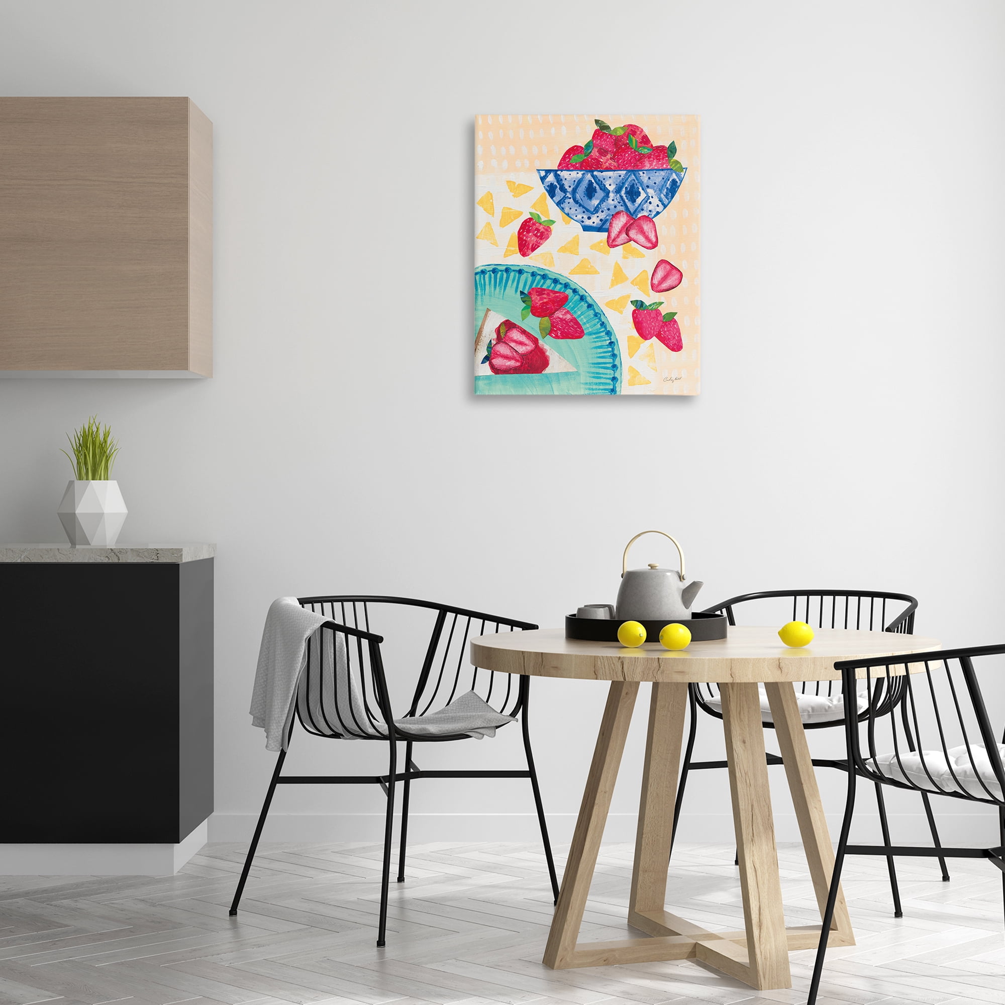 Stupell Industries Strawberry Dessert Tablescape Food & Beverage Painting Wrapped Canvas Art Print Wall Art, 24 x 30