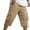 #085-Khaki, variant on Men's Solid Color Cargo Capris with Elastic Waistband, Zipper Pockets, and Casual Relaxed Fit Gift